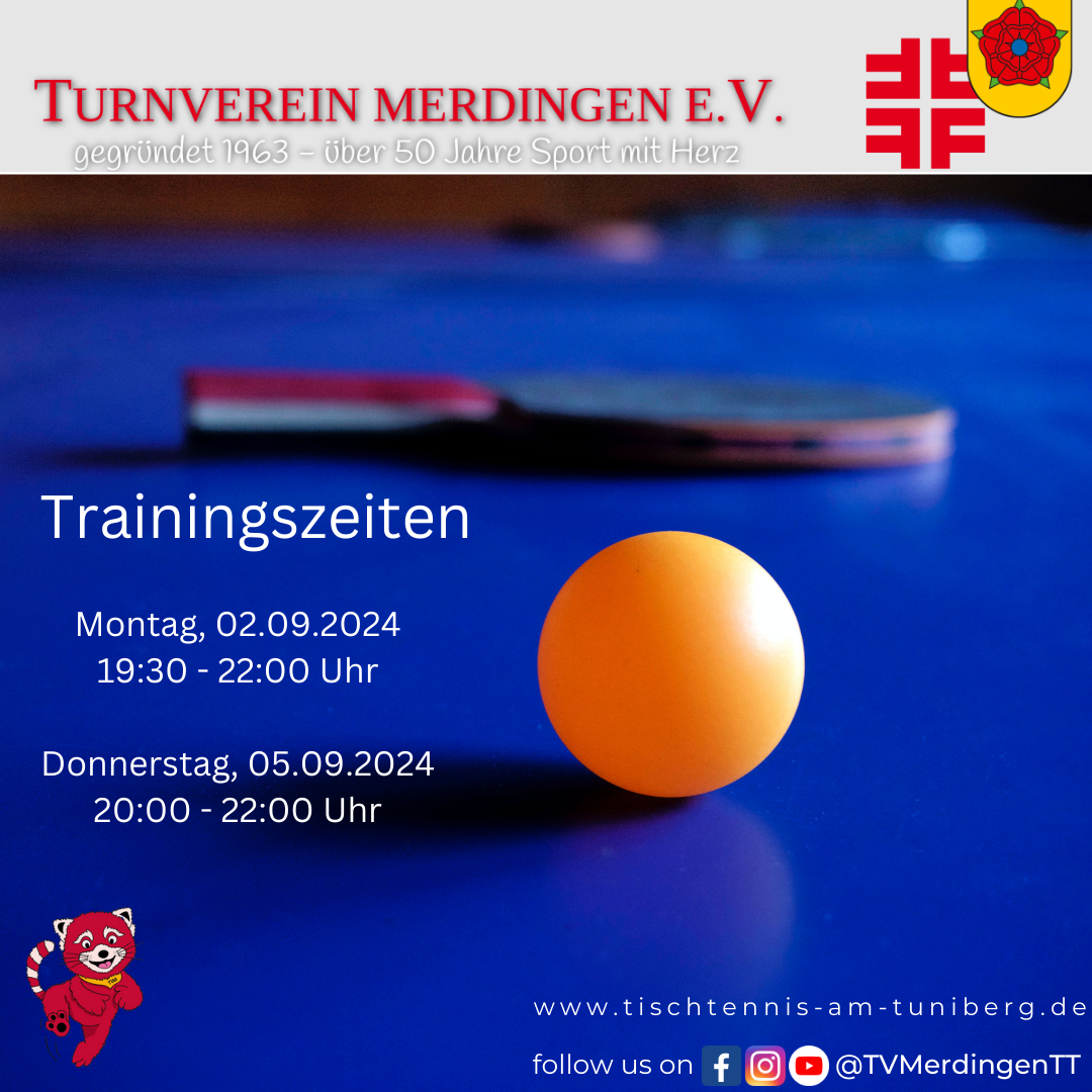 Trainingsstart am 02.09.2024